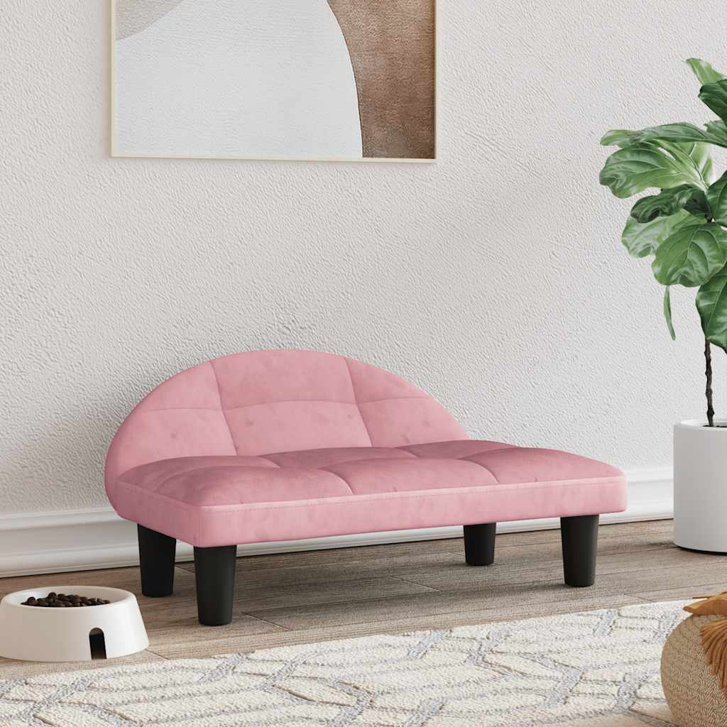 hundeseng 70x52x30 cm velour lyserød