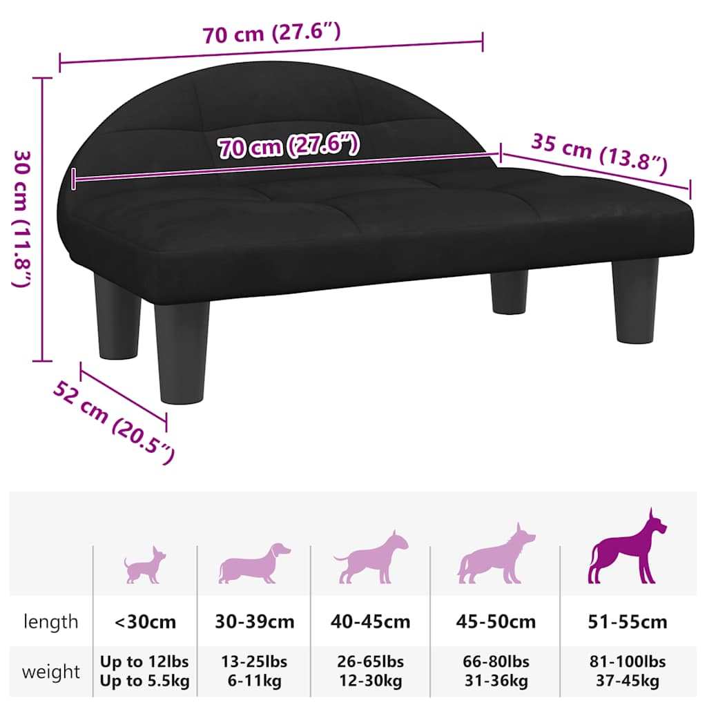 hundeseng 70x52x30 cm velour sort