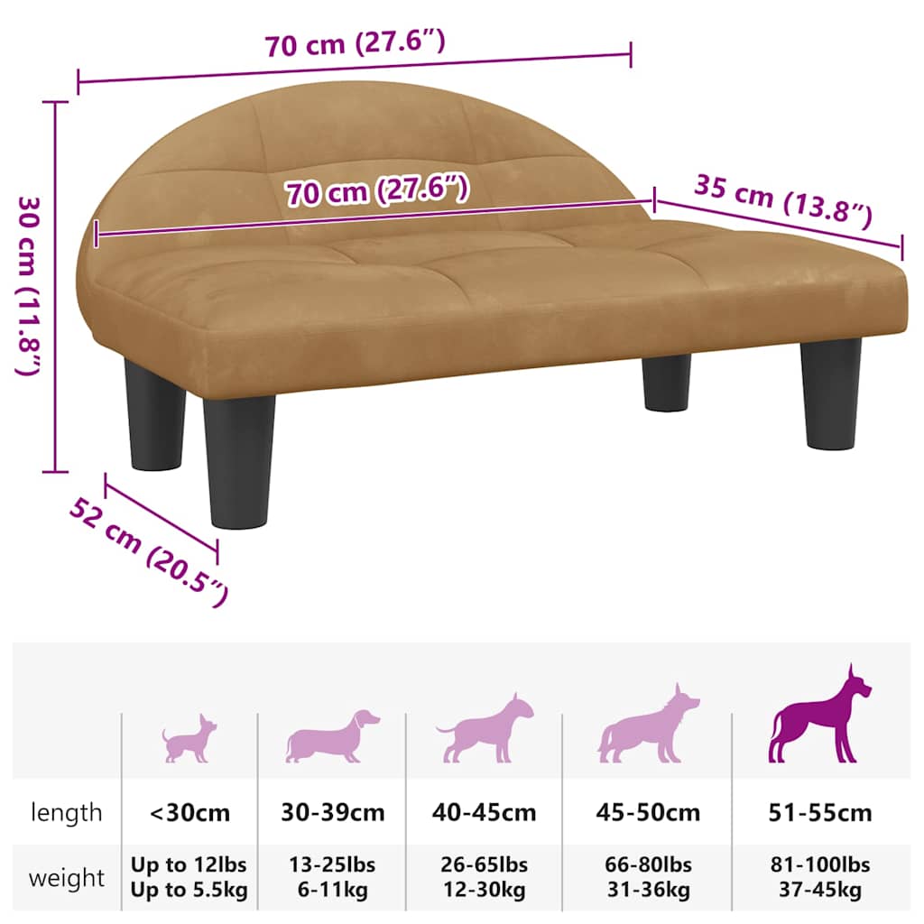 hundeseng 70x52x30 cm velour brun