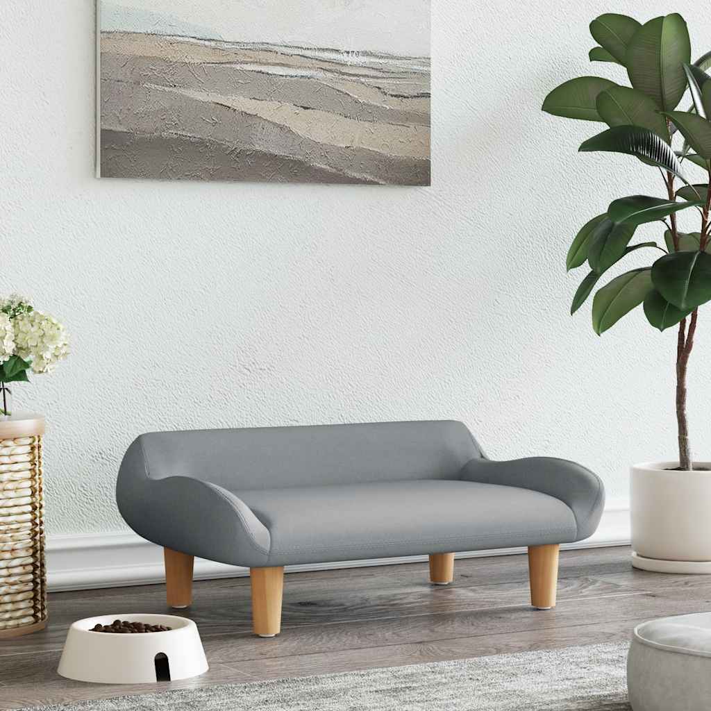 hundeseng 70x40x24 cm stof lysegrå