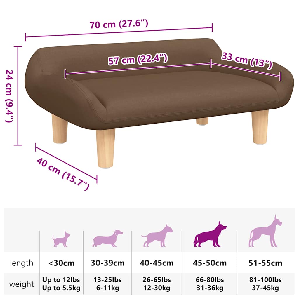 hundeseng 70x40x24 cm stof brun