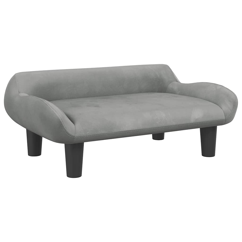 hundeseng 70x40x24 cm velour lysegrå
