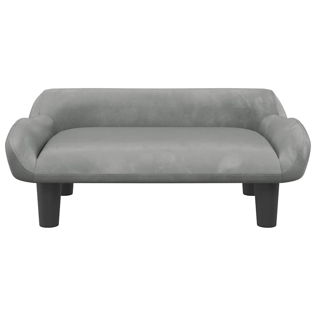 hundeseng 70x40x24 cm velour lysegrå