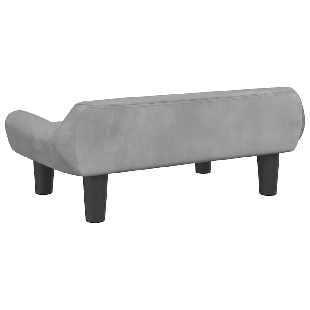 hundeseng 70x40x24 cm velour lysegrå