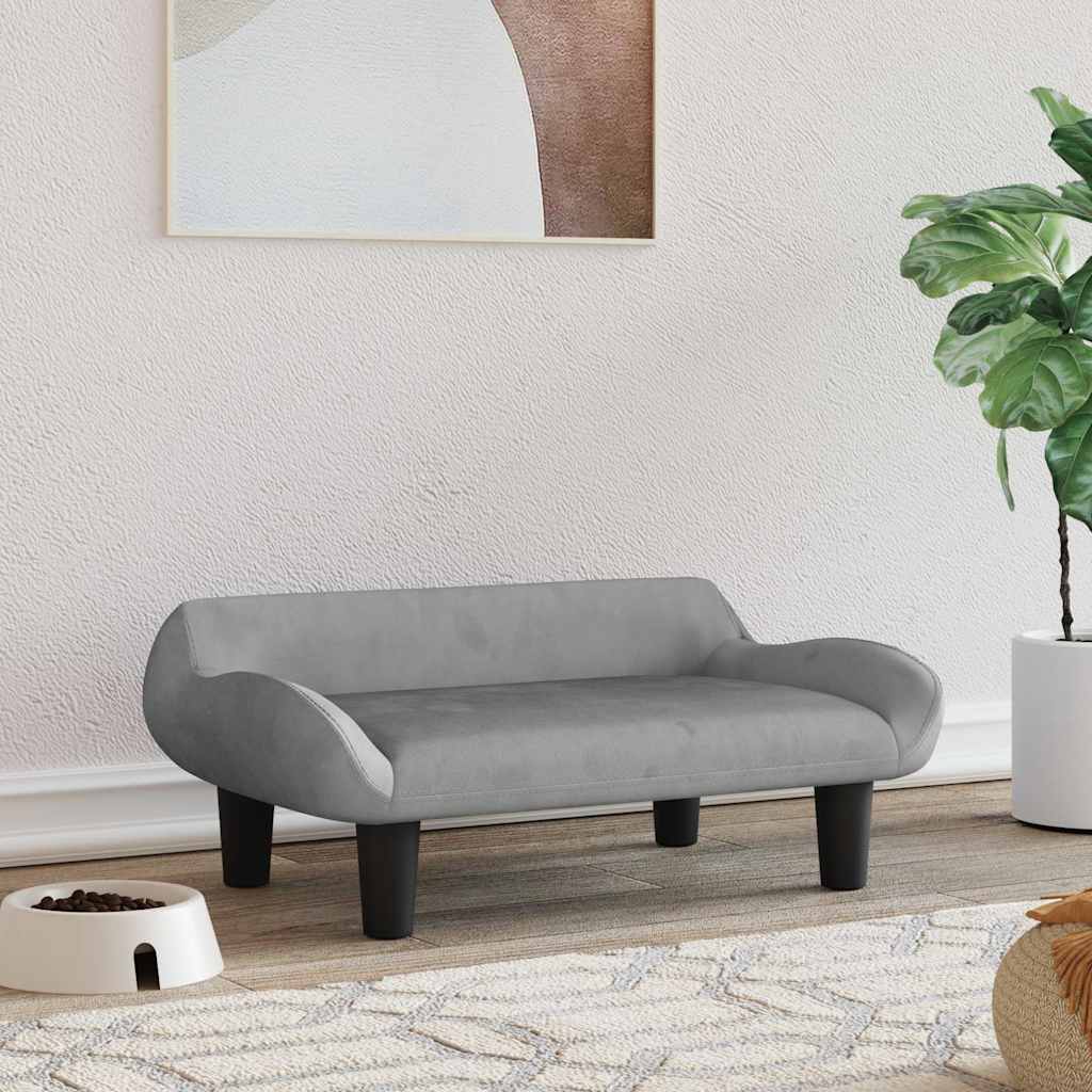 hundeseng 70x40x24 cm velour lysegrå