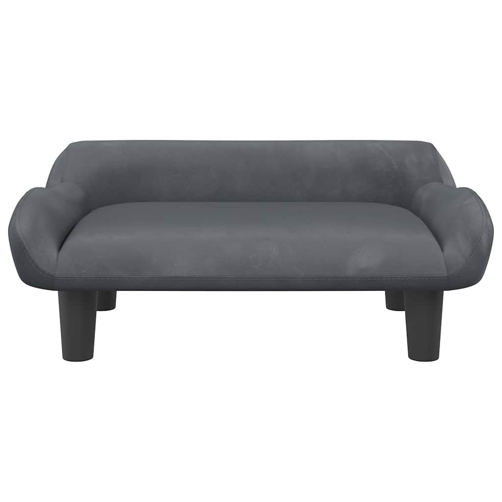 hundeseng 70x40x24 cm velour mørkegrå