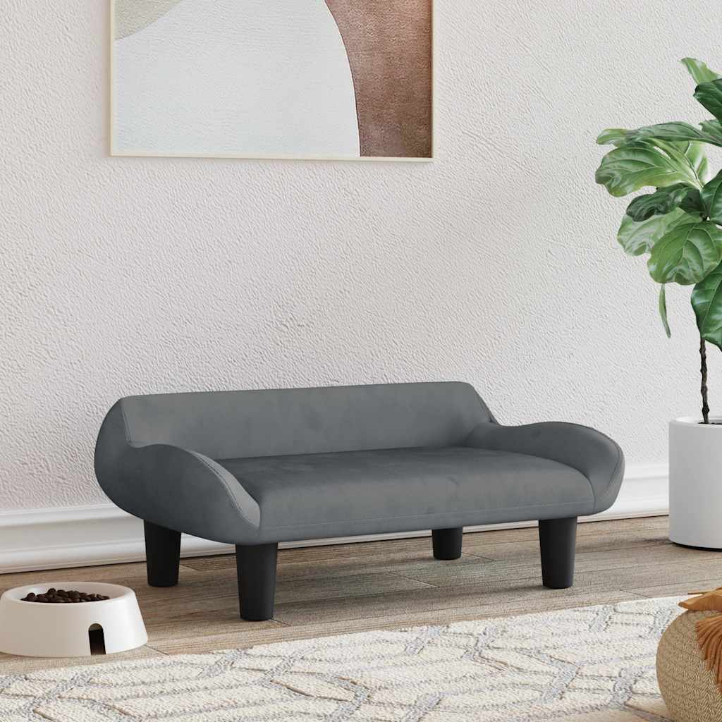 hundeseng 70x40x24 cm velour mørkegrå