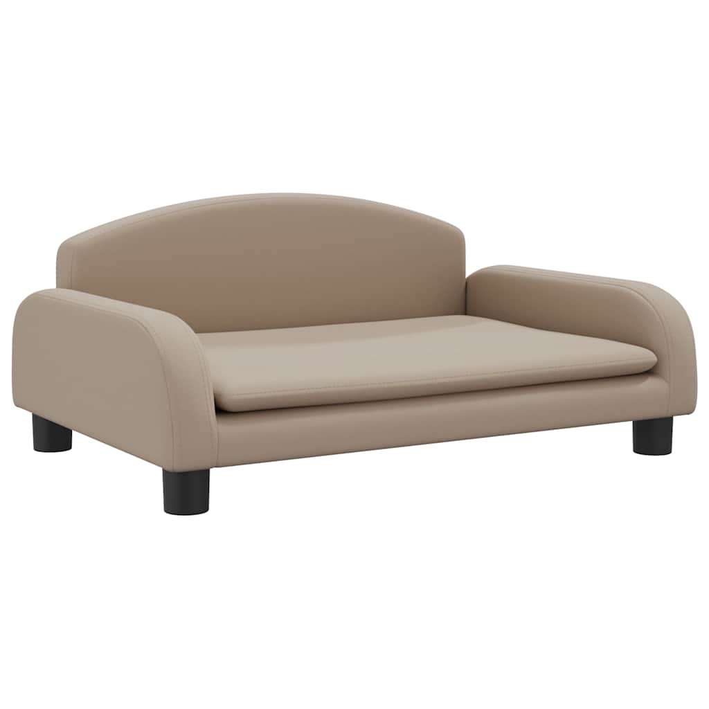 hundeseng 70x45x30 cm kunstlæder cappuccinofarvet