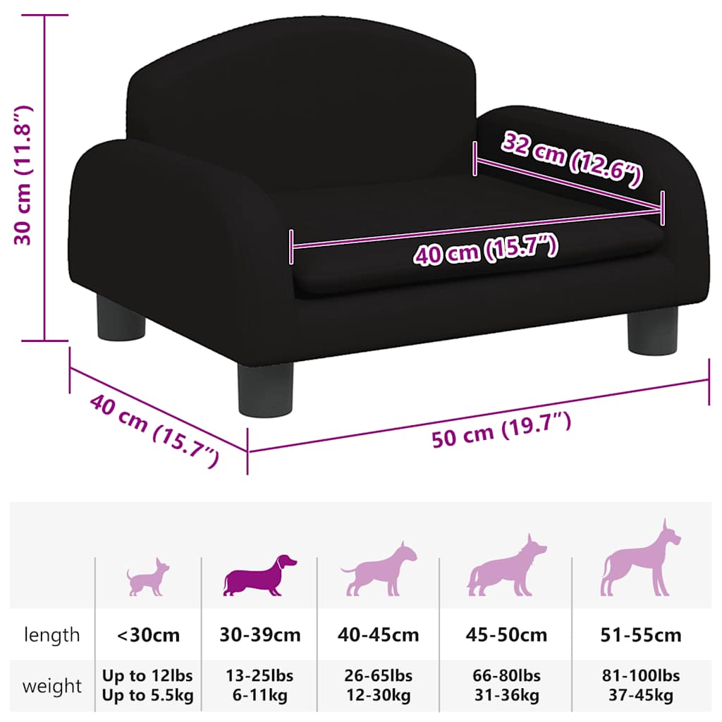 hundeseng 50x40x30 cm stof sort