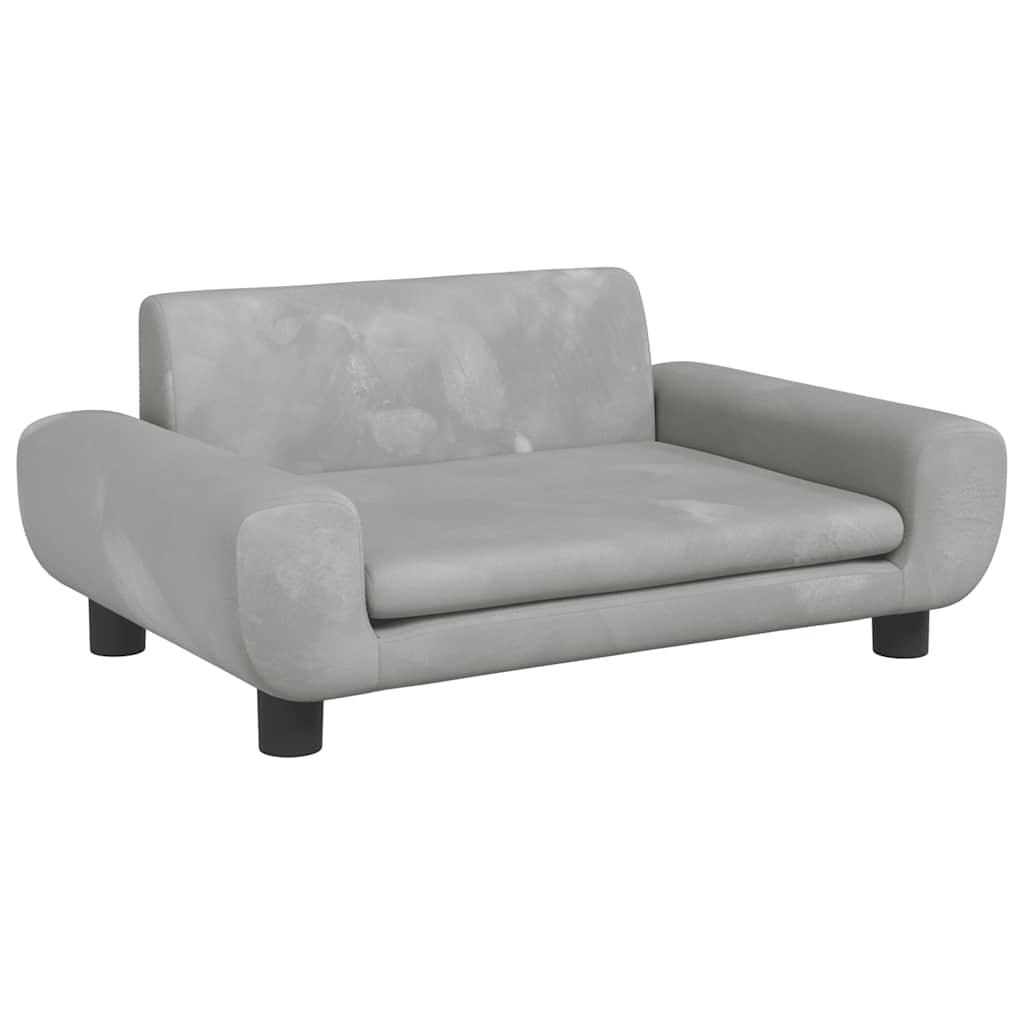 hundeseng 70x45x33 cm velour lysegrå