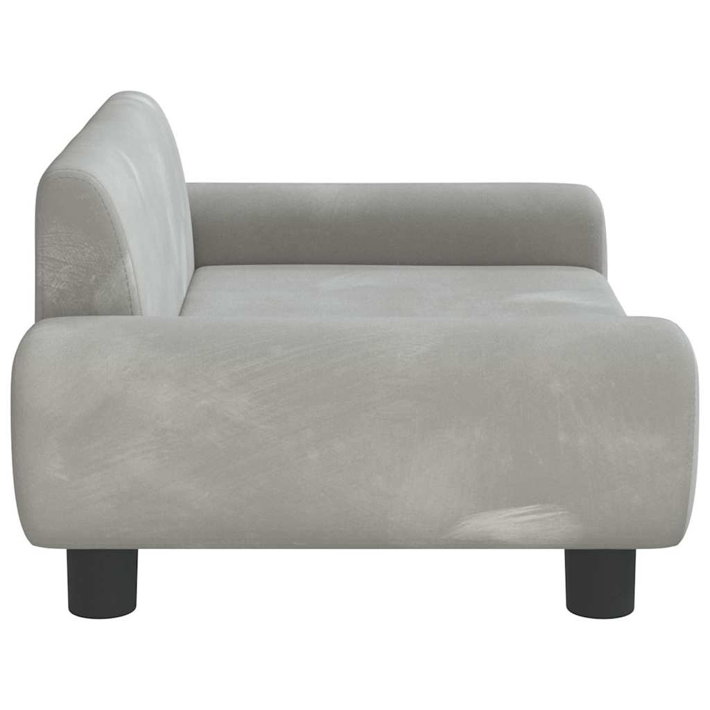 hundeseng 70x45x33 cm velour lysegrå
