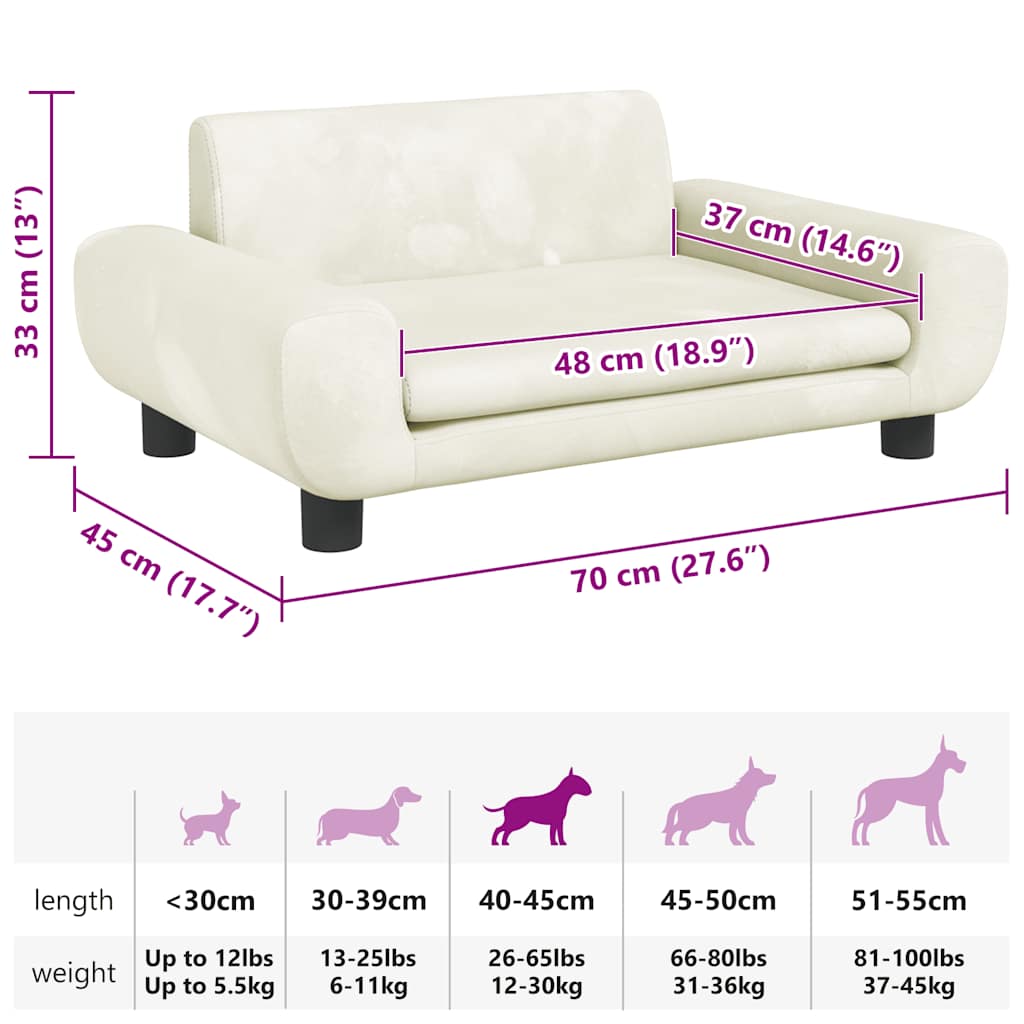 hundeseng 70x45x33 cm velour cremefarvet