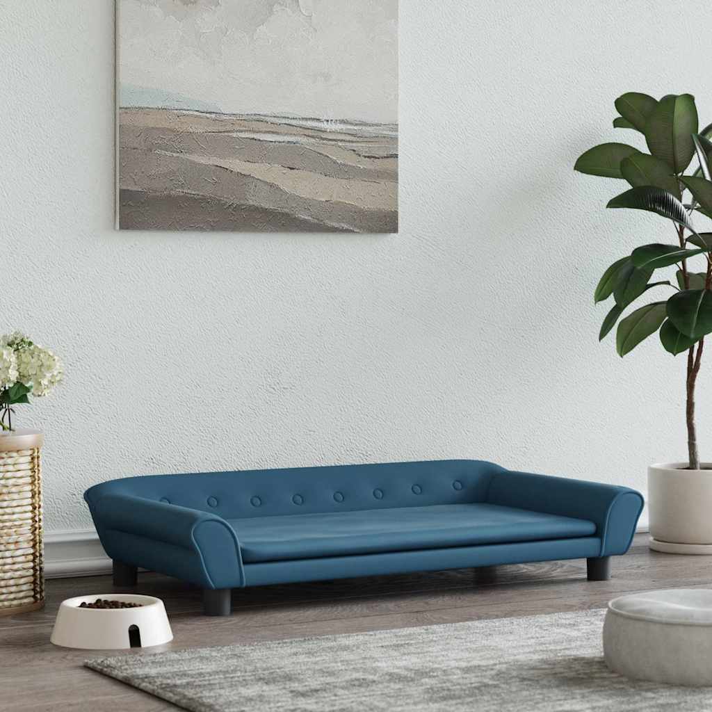 hundeseng 100x50x21 cm velour blå