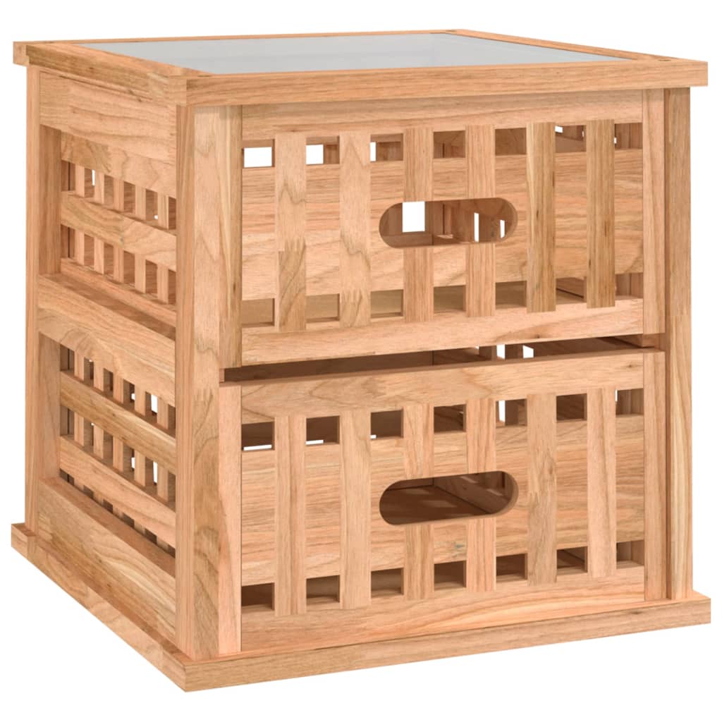 sengebord 34x34x34 cm massivt valnøddetræ