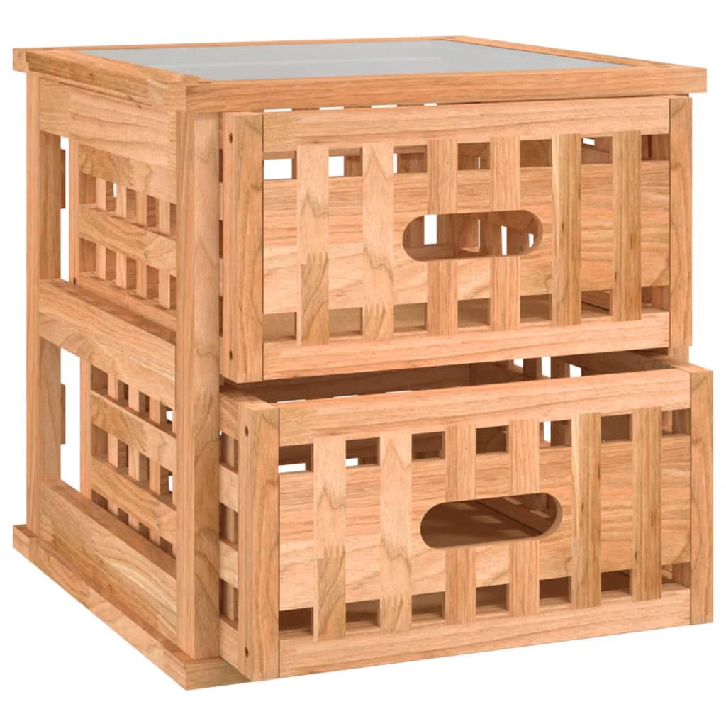 sengebord 34x34x34 cm massivt valnøddetræ