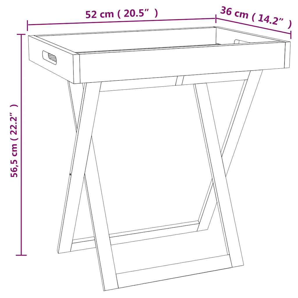 foldbart bakkebord 52x36x56,5 cm massivt valnøddetræ