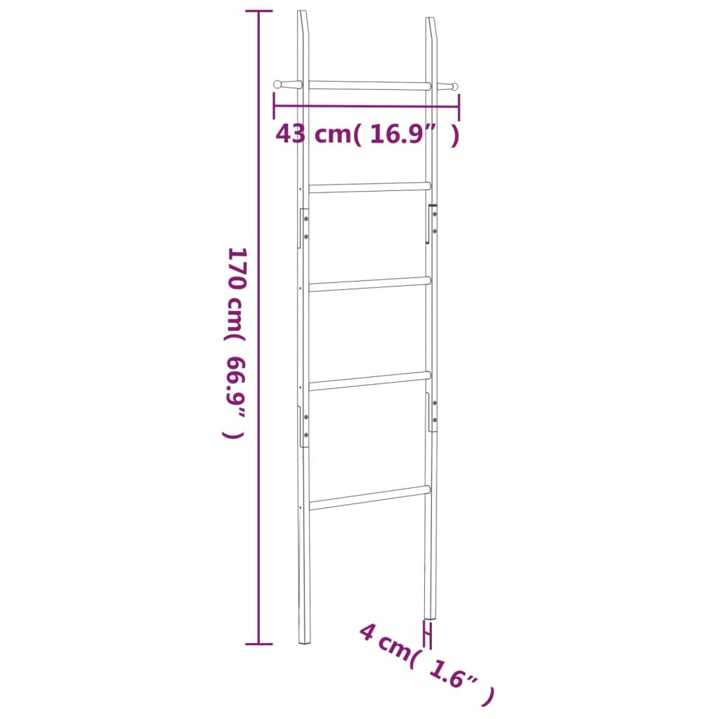 håndklædestige 170 cm massivt valnøddetræ