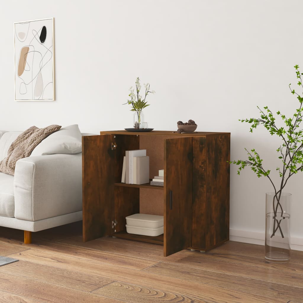 skænk 80x33x70 cm konstrueret træ røget egetræsfarve