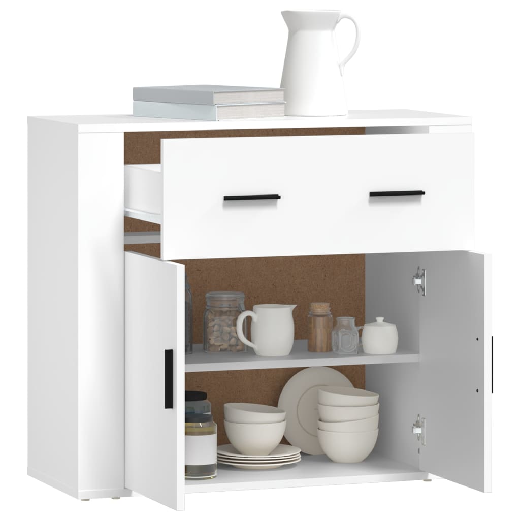 skænk 80x33x70 cm konstrueret træ hvid