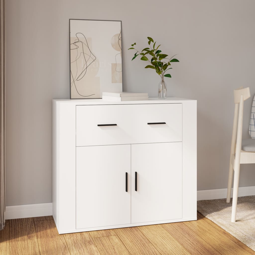 skænk 80x33x70 cm konstrueret træ hvid