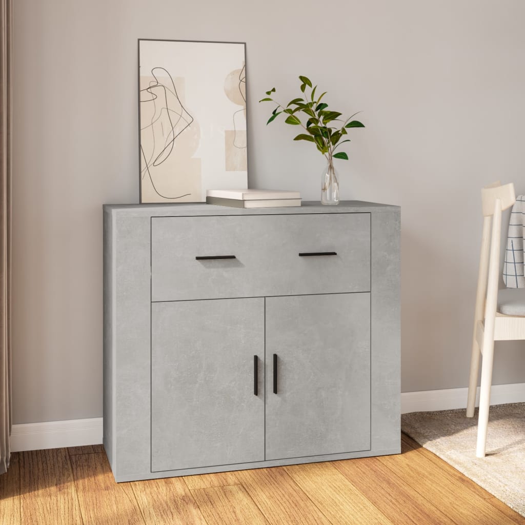 skænk 80x33x70 cm konstrueret træ betongrå