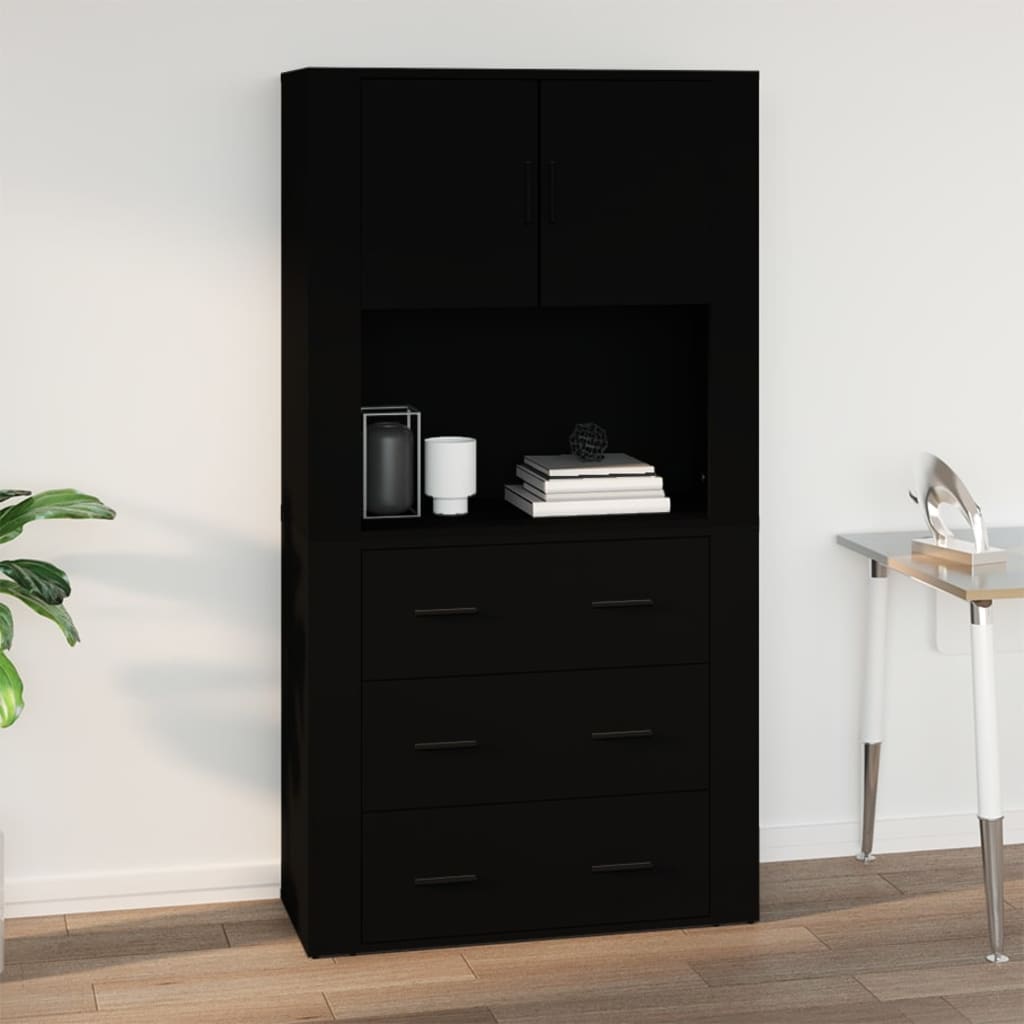 vægskab 80x33x80 cm konstrueret træ sort