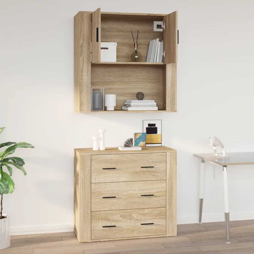 vægskab 80x33x80 cm konstrueret træ sonoma-eg