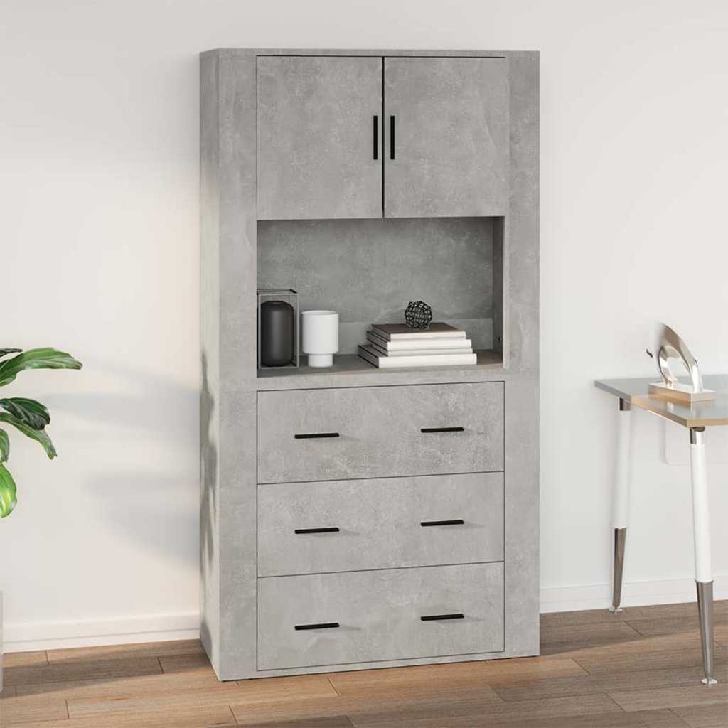 vægskab 80x33x80 cm konstrueret træ betongrå