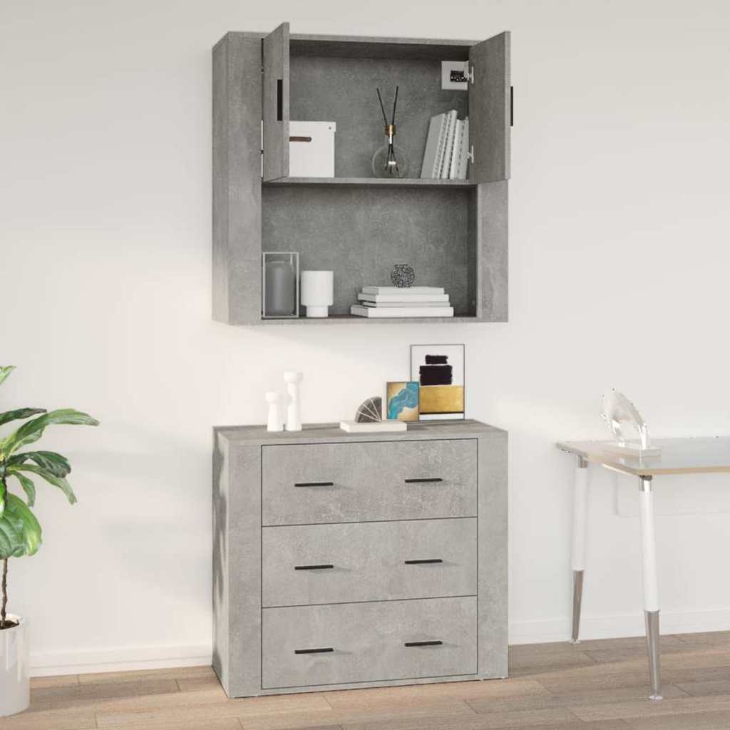vægskab 80x33x80 cm konstrueret træ betongrå