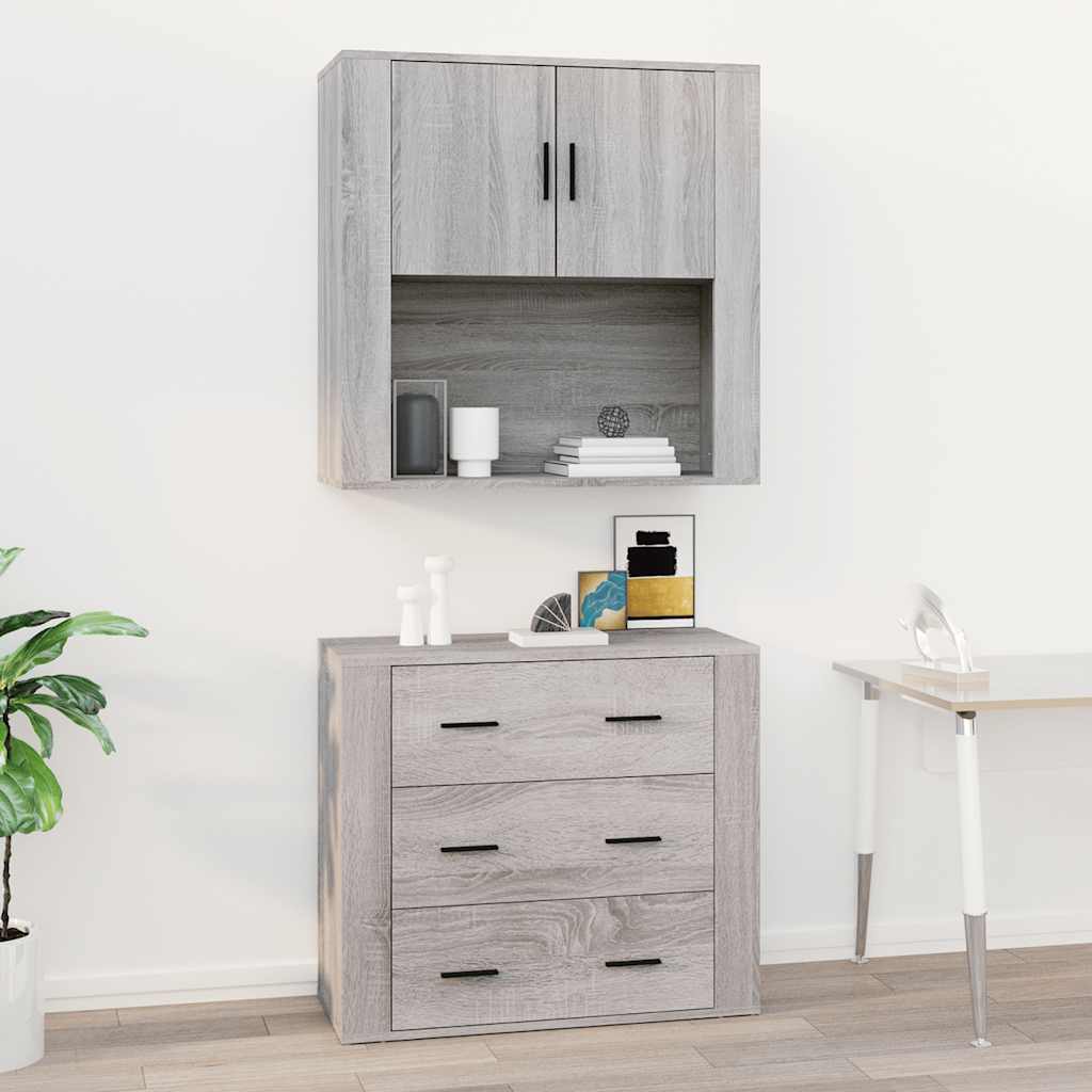 vægskab 80x33x80 cm konstrueret træ grå sonoma-eg