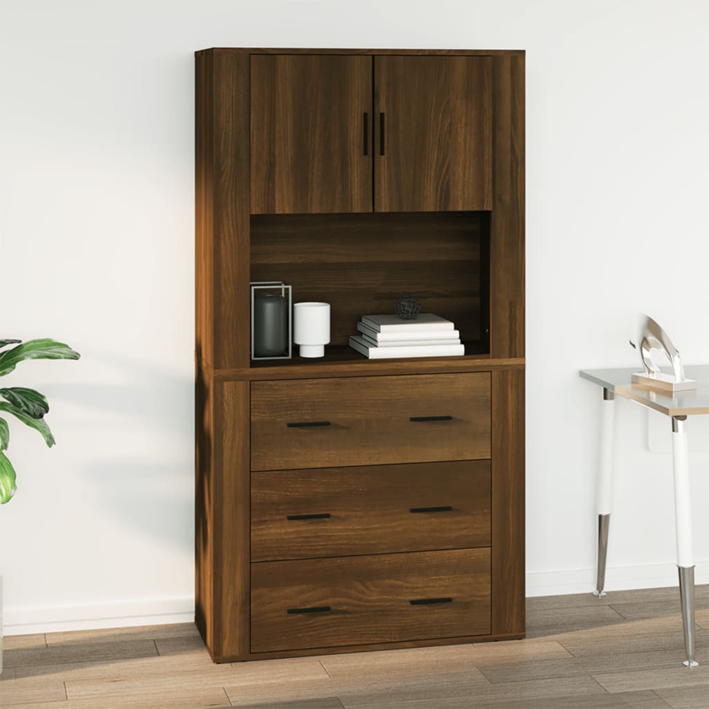 vægskab 80x33x80 cm konstrueret træ brun egetræsfarve