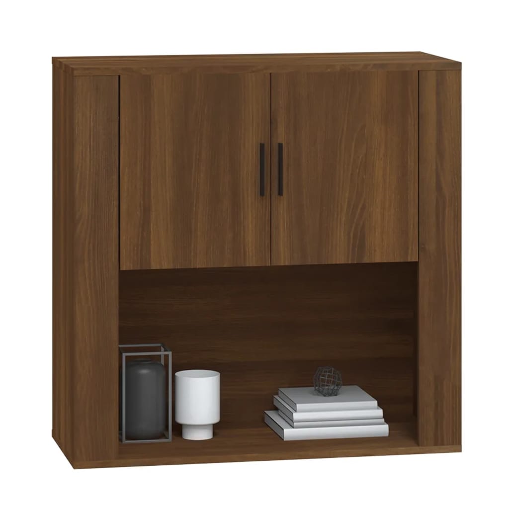 vægskab 80x33x80 cm konstrueret træ brun egetræsfarve