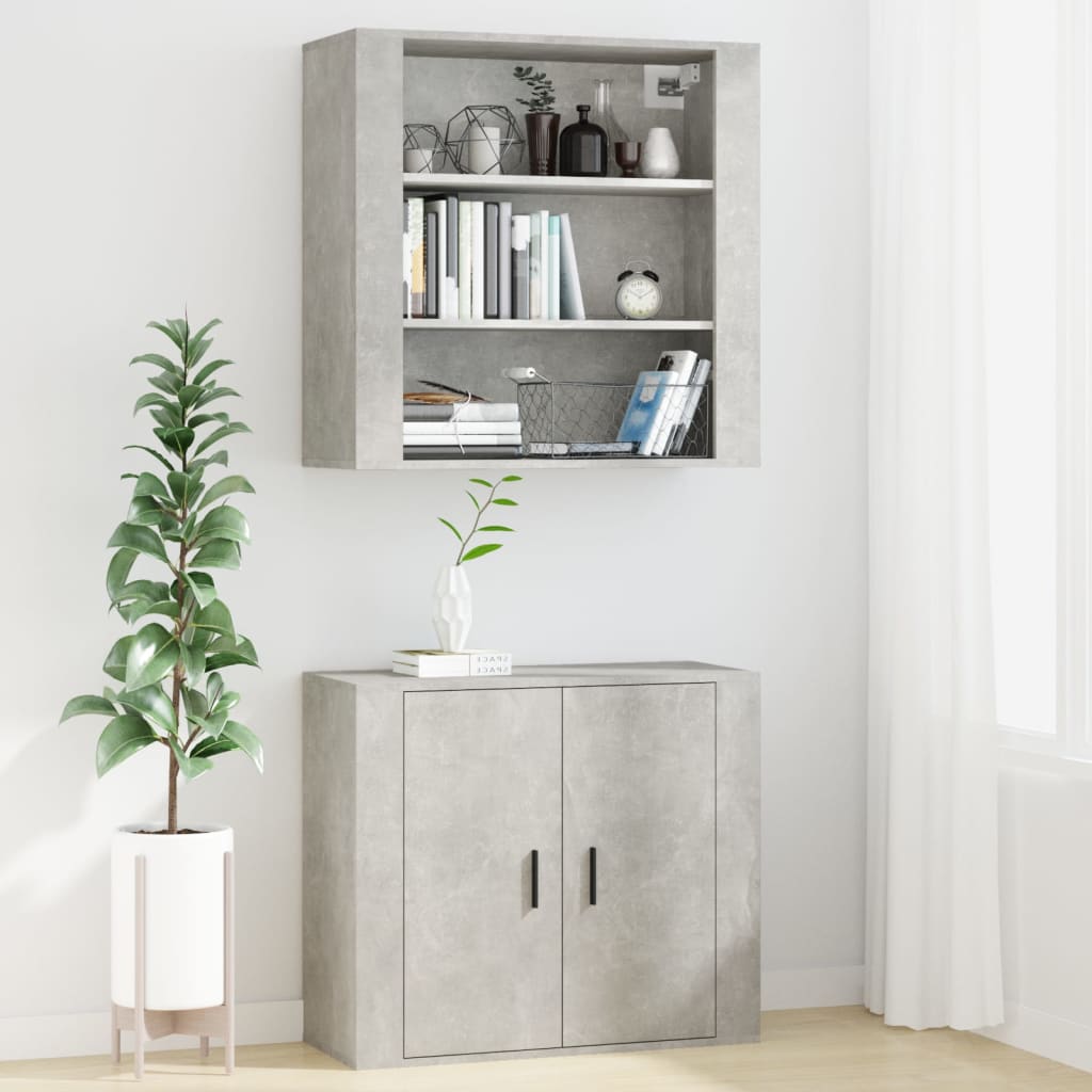 vægskab 80x33x80 cm konstrueret træ betongrå