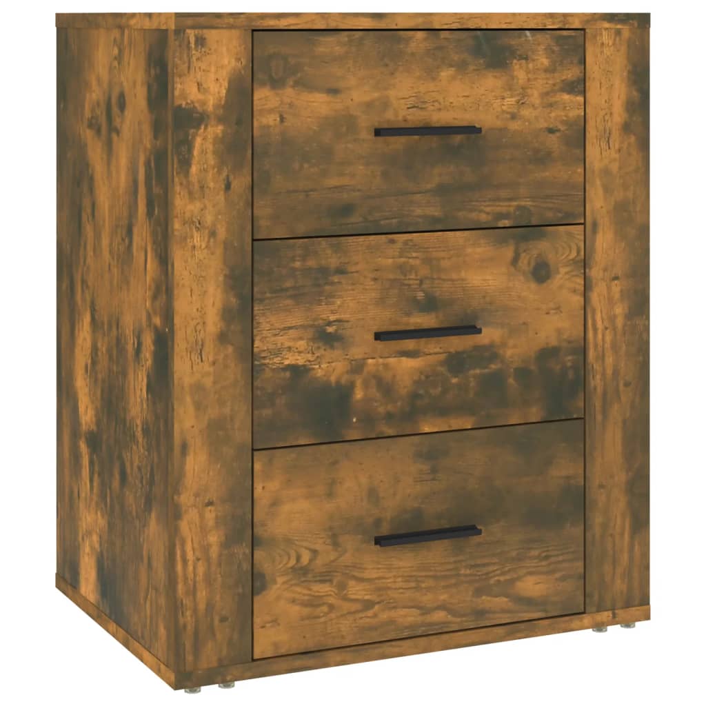 sengebord 50x36x60 cm konstrueret træ røget egetræsfarve