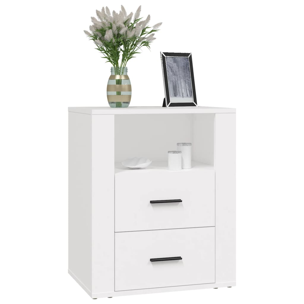sengebord 50x36x60 cm konstrueret træ hvid