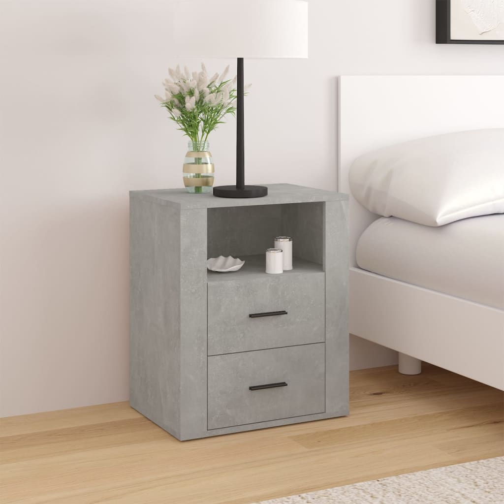 sengebord 50x36x60 cm konstrueret træ betongrå