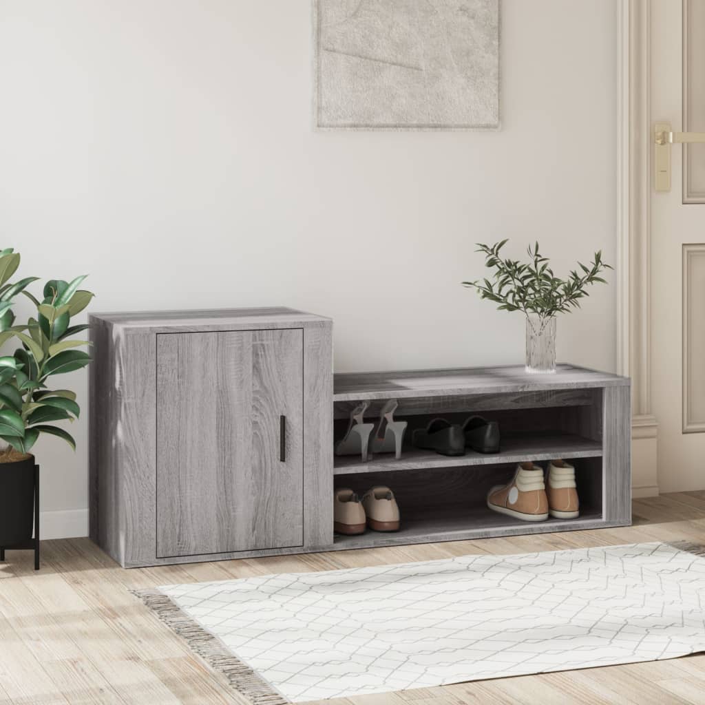 skoskab 130x35x54 cm konstrueret træ grå sonoma-eg