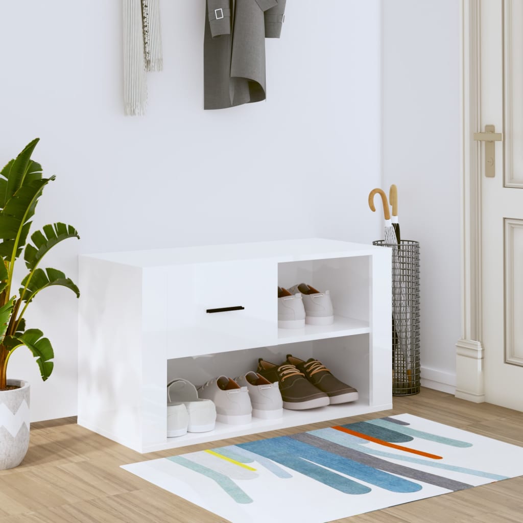 skoreol 80x35x45 cm konstrueret træ hvid højglans