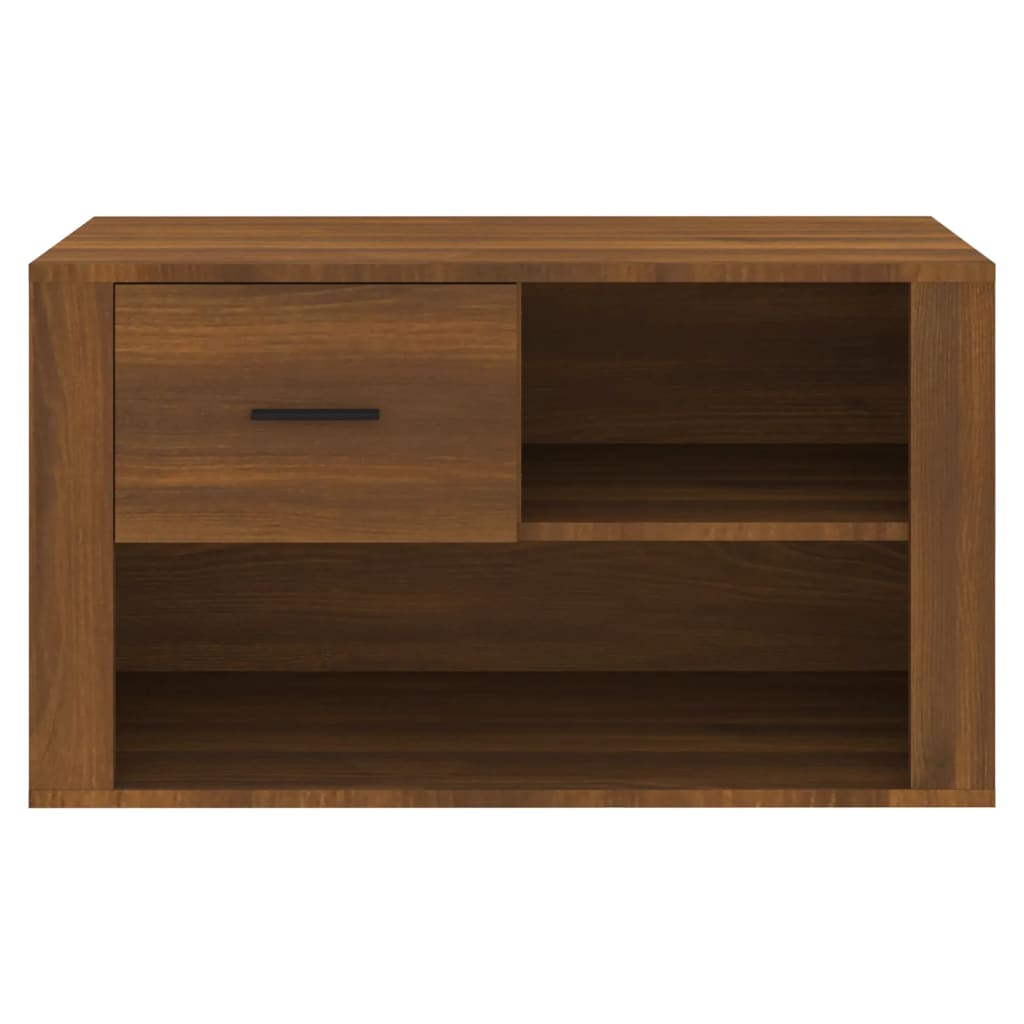 skoskab 80x35x45 cm konstrueret træ brun egetræ