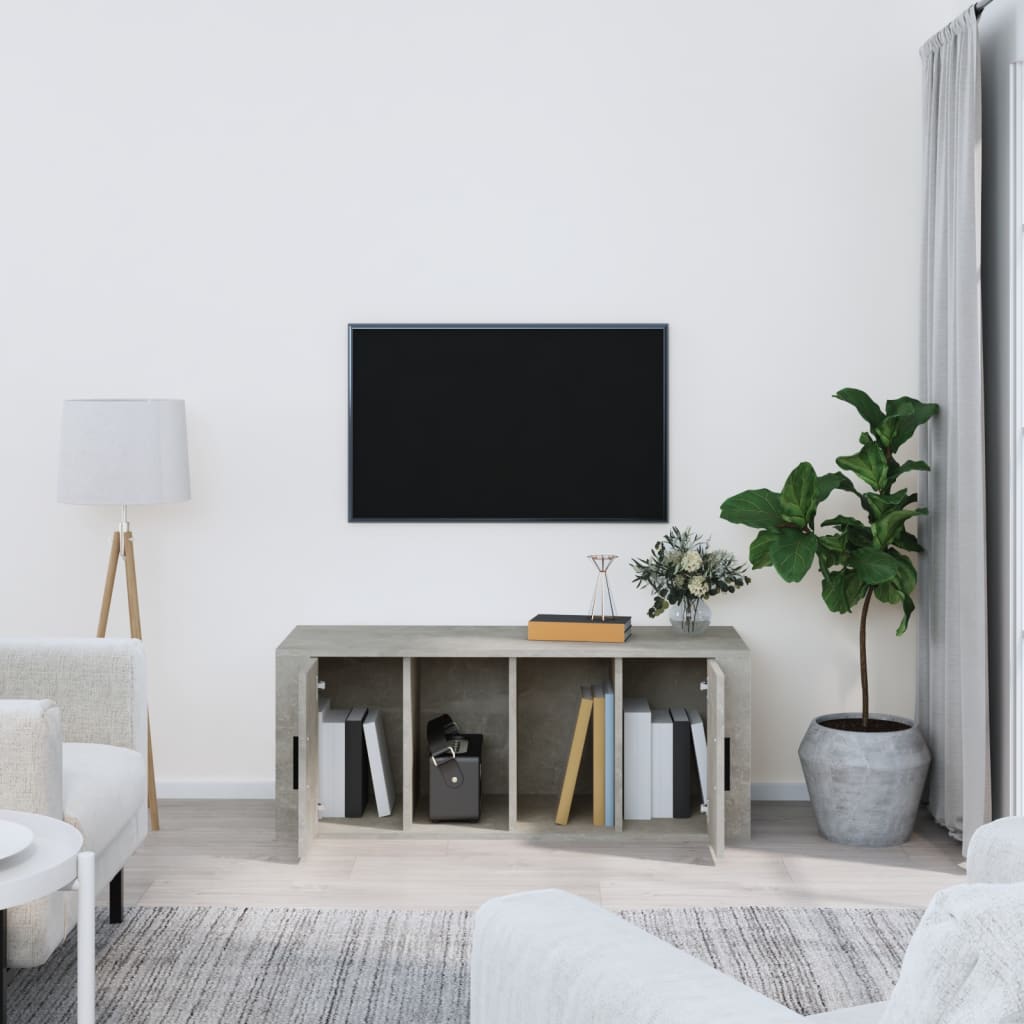 tv-bord 100x35x40 cm konstrueret træ betongrå