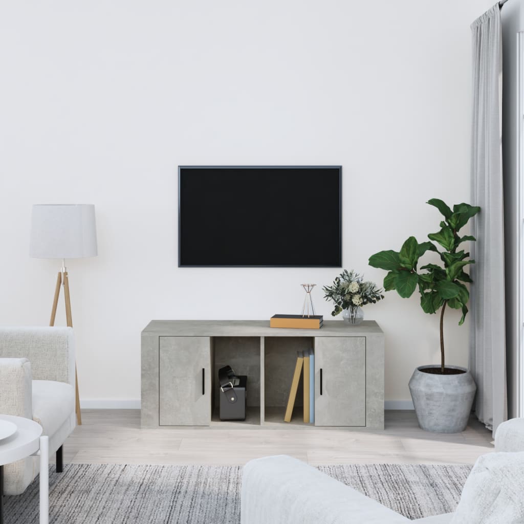 tv-bord 100x35x40 cm konstrueret træ betongrå