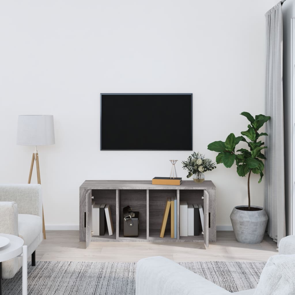 tv-bord 100x35x40 cm konstrueret træ grå sonoma-eg