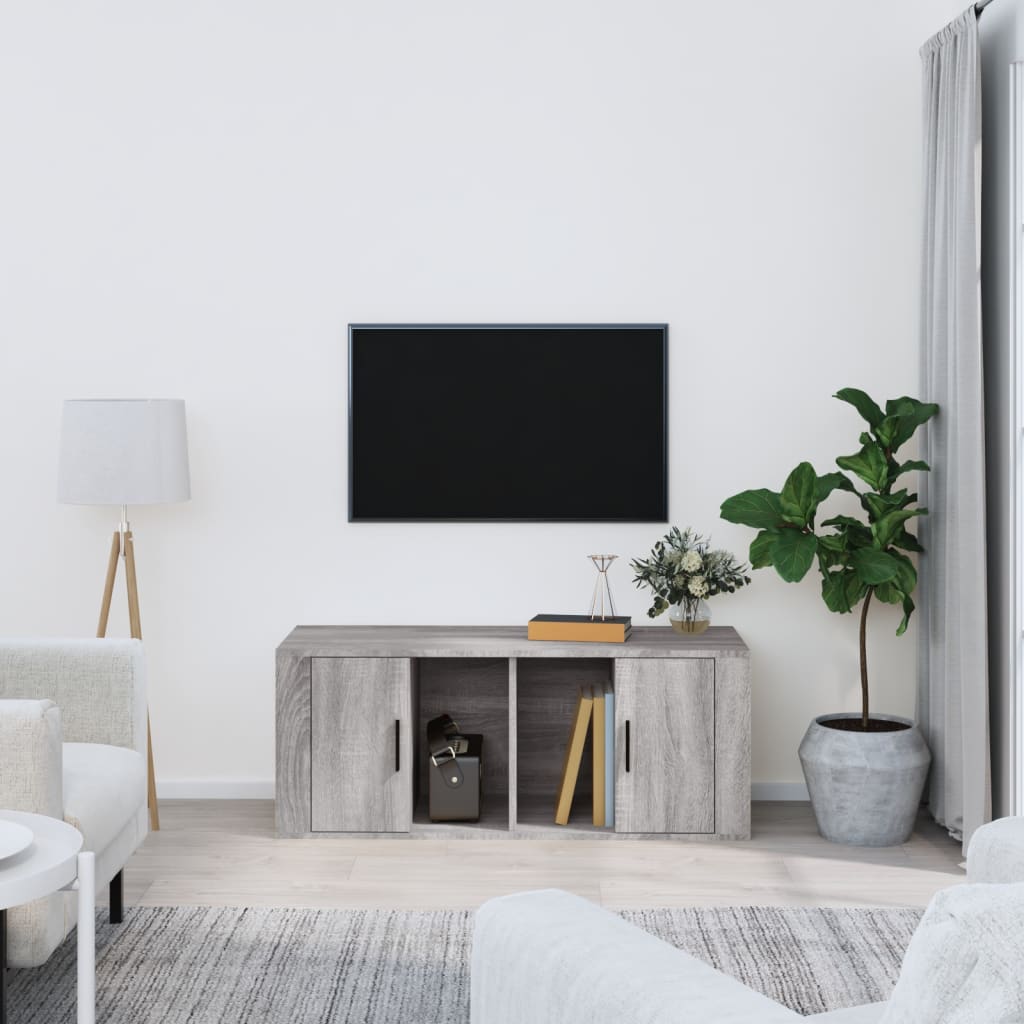 tv-bord 100x35x40 cm konstrueret træ grå sonoma-eg