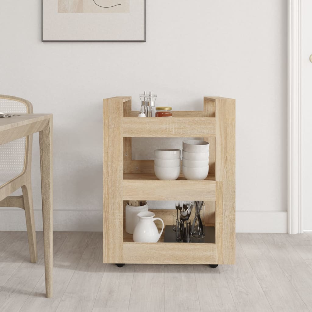 køkkenvogn 60x45x80 cm konstrueret træ Sonoma-eg