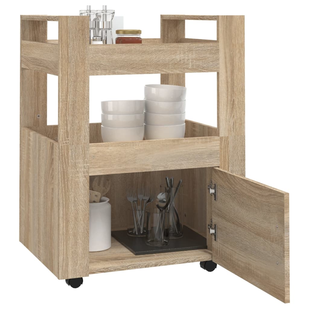 køkkenvogn 60x45x80 cm konstrueret træ Sonoma-eg