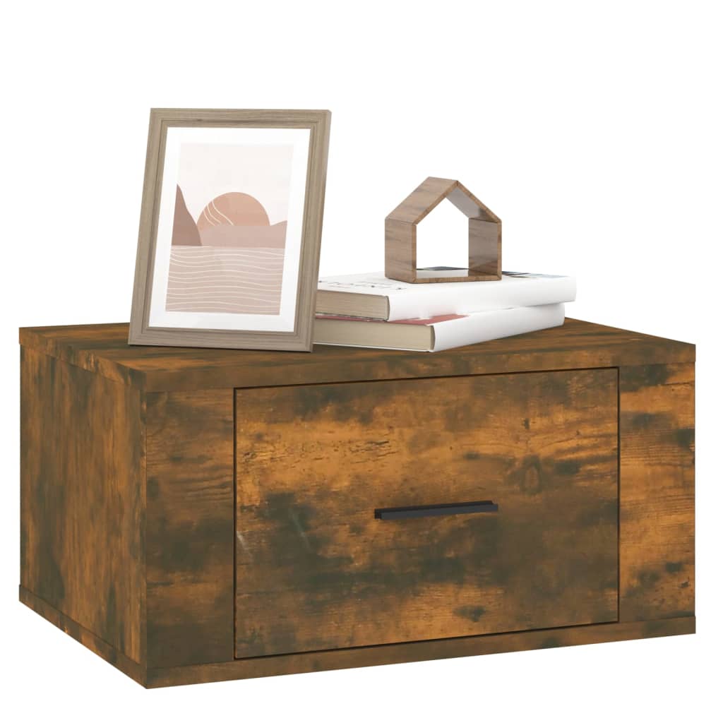 væghængte sengeborde 2 stk. 50x36x25 cm røget egetræsfarve