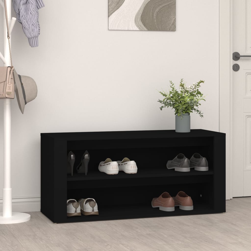 skoreol 100x35x45 cm konstrueret træ sort