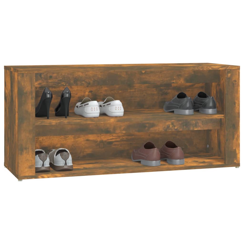 skoreol 100x35x45 cm konstrueret træ røget egetræsfarve