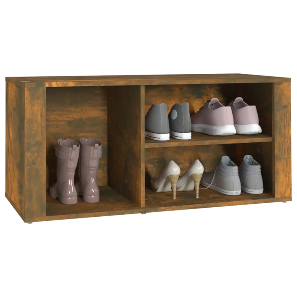 skoskab 100x35x45 cm konstrueret træ røget egetræsfarve