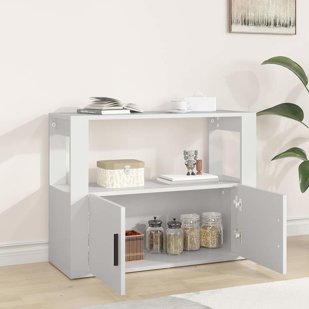 skænk 80x30x60 cm konstrueret træ hvid